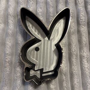 Playboy Bunny Ashtray Chrome Black Metal Collectable Vintage